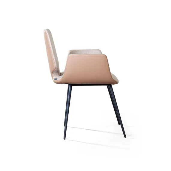 Стул с подлокотниками Adam бежевая рогожка и экокожа