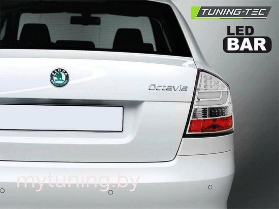 Задние фонари Skoda Octavia 2 chrome led bar