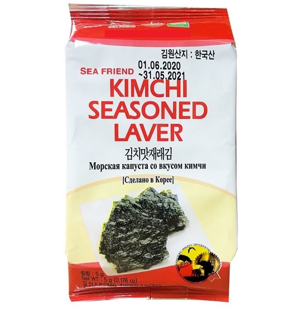 Морская капуста со вкусом Кимчи Sea Friend Kimchi Seasoned Laver 5 г