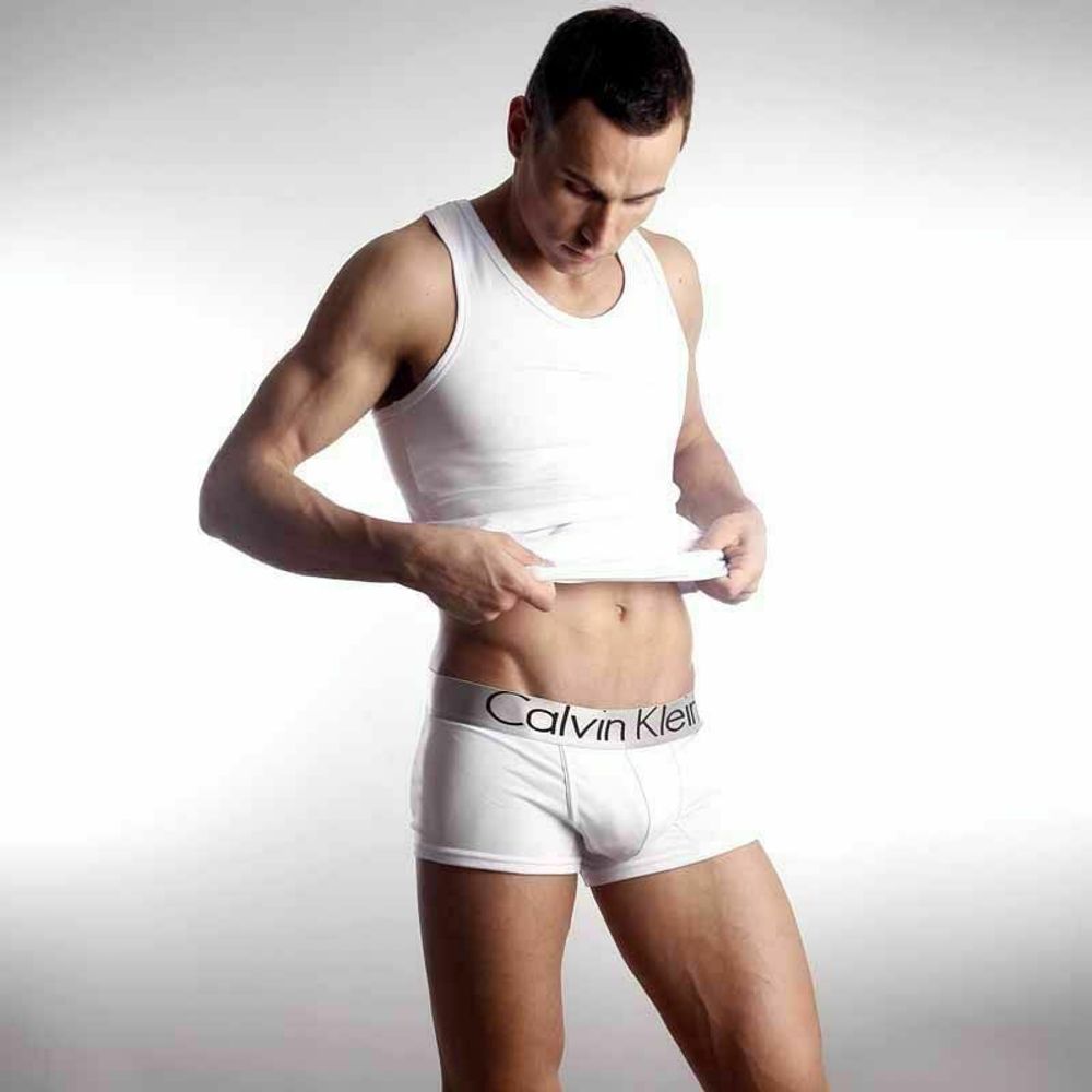 Мужские трусы хипсы белые Calvin Klein Mens Steel White