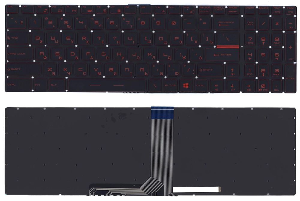 Клавиатура для ноутбука MSI GT72, GS60, GS70, GP62, GL72 (черная, с красной подсветкой) ZM29-062111