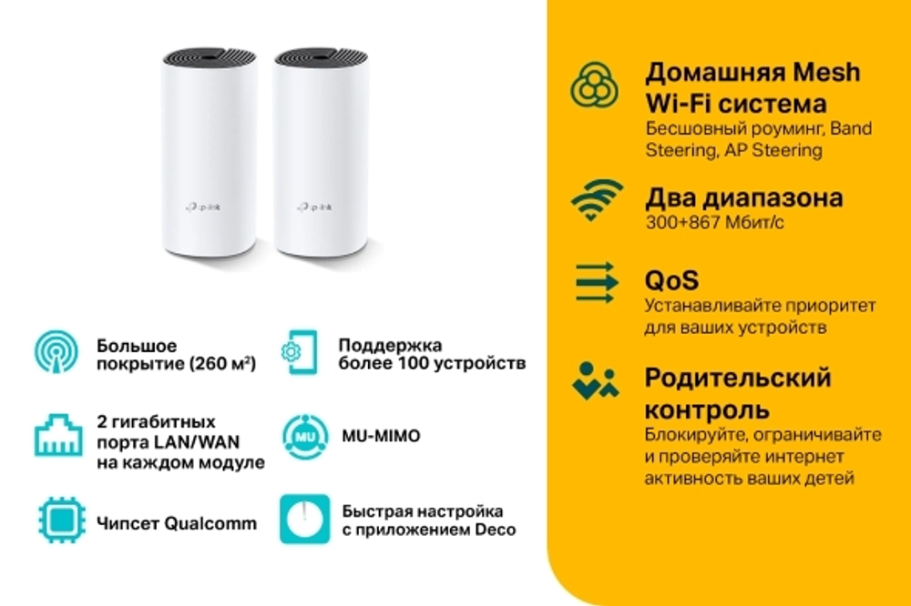 TP-Link Deco M4 (2-pack) Домашняя Mesh Wi-Fi система AC1200
