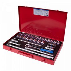 KING TONY (4534MR06) Набор торцевых головок с принадлежностями 1/2", 6-гранные, 8-32 мм, 33 предмета