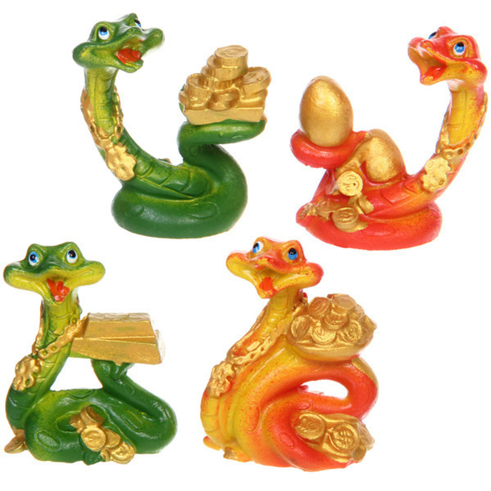 Фигурка новогодняя «Змейка с деньгами» 4,5*3,5*6,5 см, микс