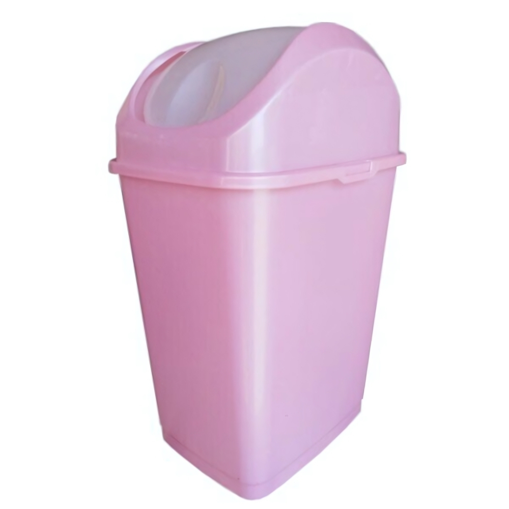 Контейнер для мусора с плавающей кр. "Слим" 35л розовый перламутр - белый