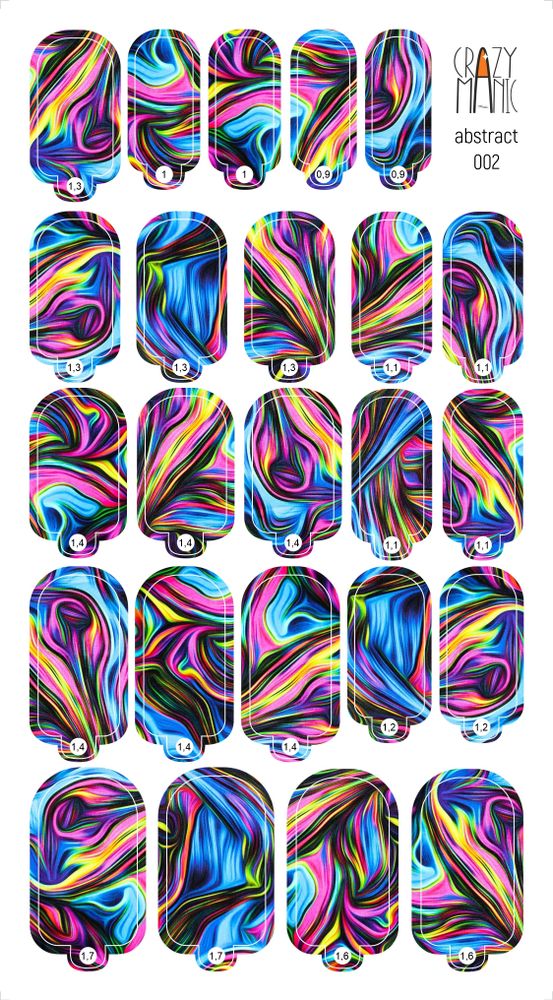 Crazy Manic Плёнки для ногтей для маникюра abstract 002