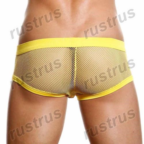 Мужские трусы в сетку хипсы желтые Manstore