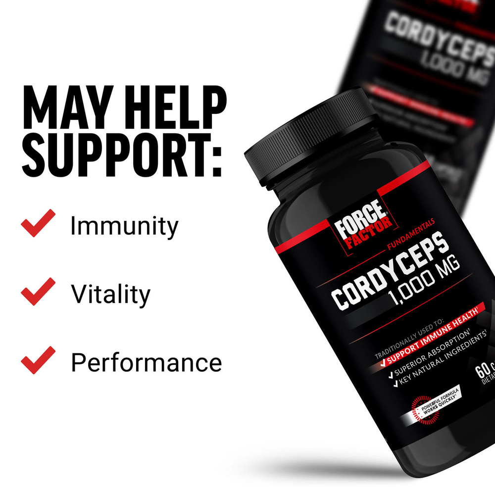 Force Factor, Fundamentals, кордицепс, 60 капсул