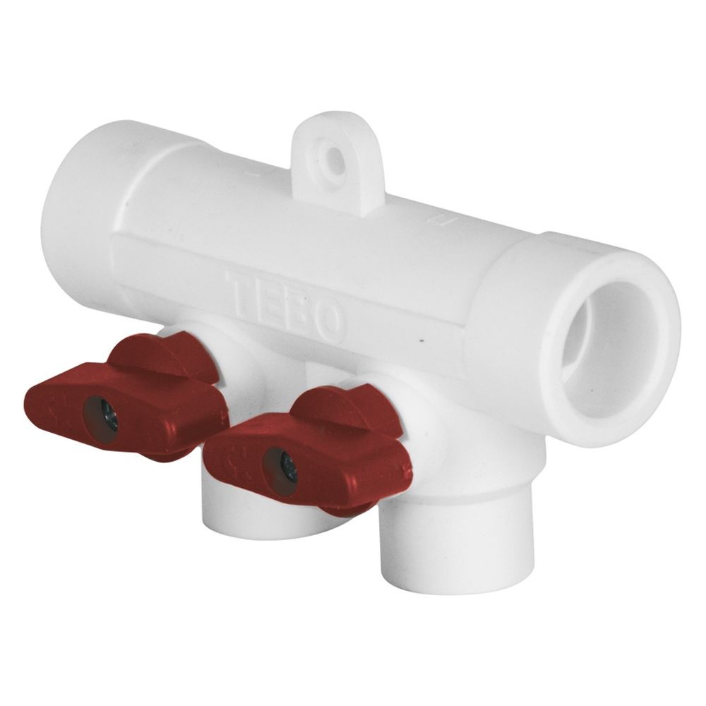 Коллектор TEBO бел. PP-R 32x20x4 вых. красн. (2/14), арт. 030091213