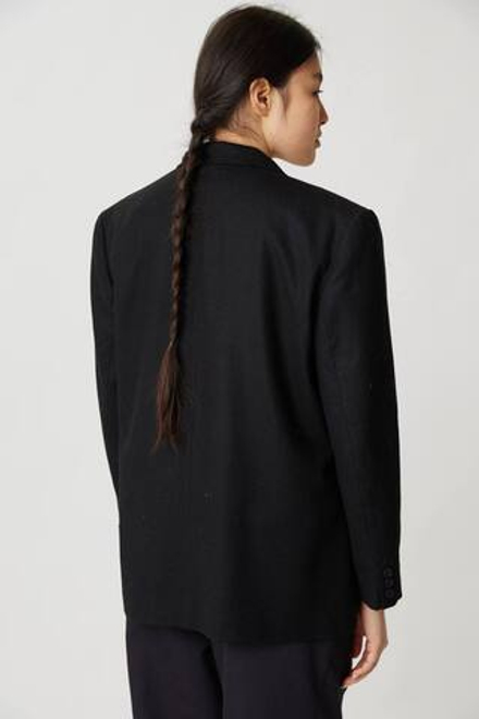 Винтажный объемный жакет из черной шерсти 