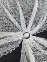 Оренбургский пуховый платок-паутинка А140-01 белый отбеленный