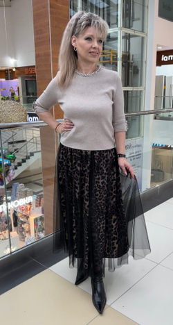 Двойная юбка с леопардовым принтом