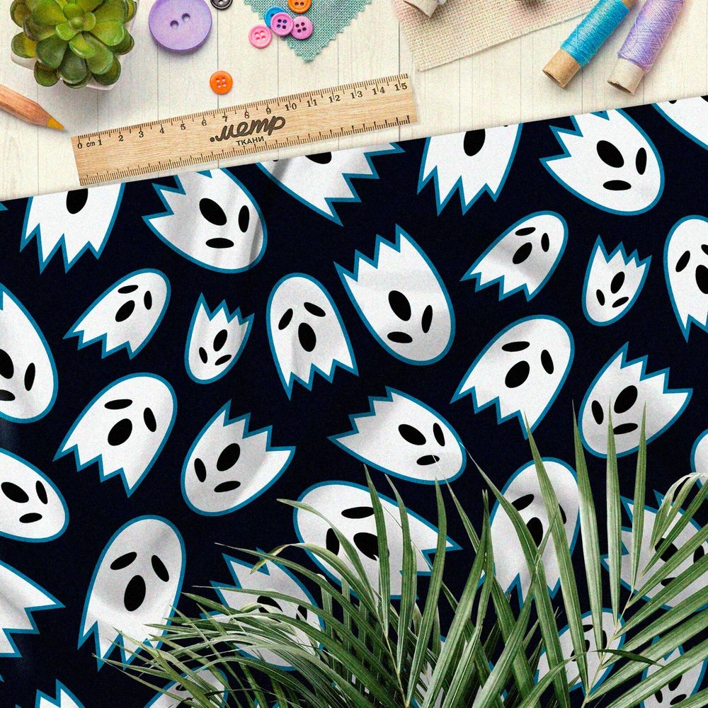 Ткань габардин призраки на чёрном фоне