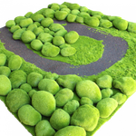 Мох искусственный Дизайн 12 "Камешки", ширина 1м, рулон 1м