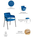 Стул Napoli синий с черными ножками