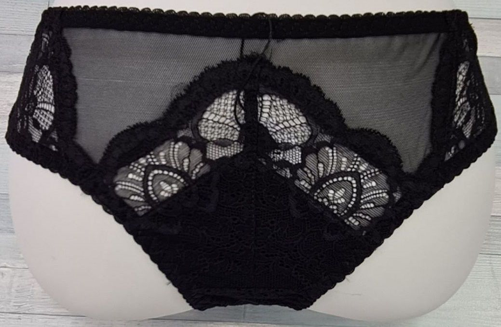 Женские трусики-слип из эластичной сетки и кружева (Размер: 4X) (Цвет: черный)