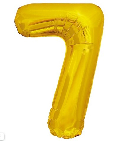 Шар фольга Цифра 7 Золото Gold ЭКО 86см с гелием