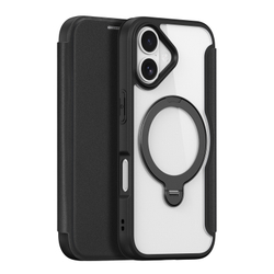 Прозрачный чехол книжка с поддержкой MagSafe от Dux Ducis для iPhone 17, серия Skin X Pro Series Case (версия с магнитной откидной подставкой)