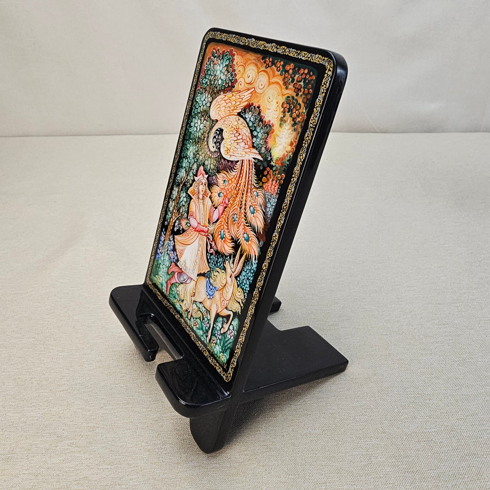 Сувенирная подставка для телефона с росписью Палех "Иван-царевич и жар-птица"