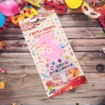 Свеча для торта Цифра С днем рождения «3» 5,5*4 см, розовый