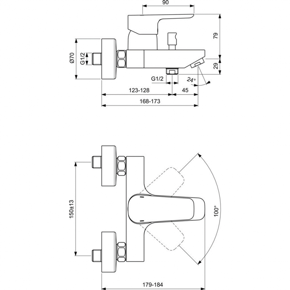 Настенный смеситель Ideal Standard CERAPLAN III B0718AA  для ванны/душа