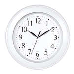 Часы настенные, модель 12, D 300мм, стекло пластик, пластиковый обод, цвет-прозрачный/белый