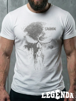 Футболка спортивная хлопковая мужская белая LEGENDA Череп Каратель