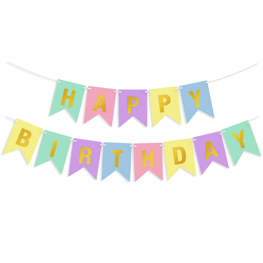 Гирлянда-флажки «Happy Birthday» светлый микс, 500 см