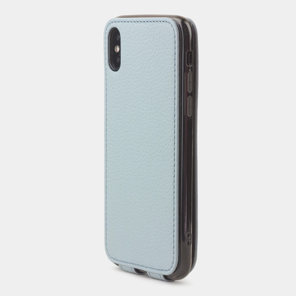 Чехол кожаный для iPhone X/XS голубого цвета
