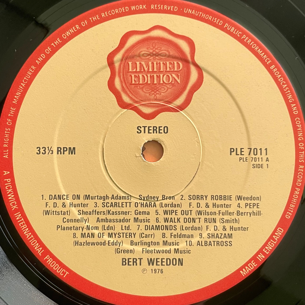 Bert Weedon ‎– Guitar Gold - Bert Weedon's 20 Greatest Hits (Англия 1976г.)