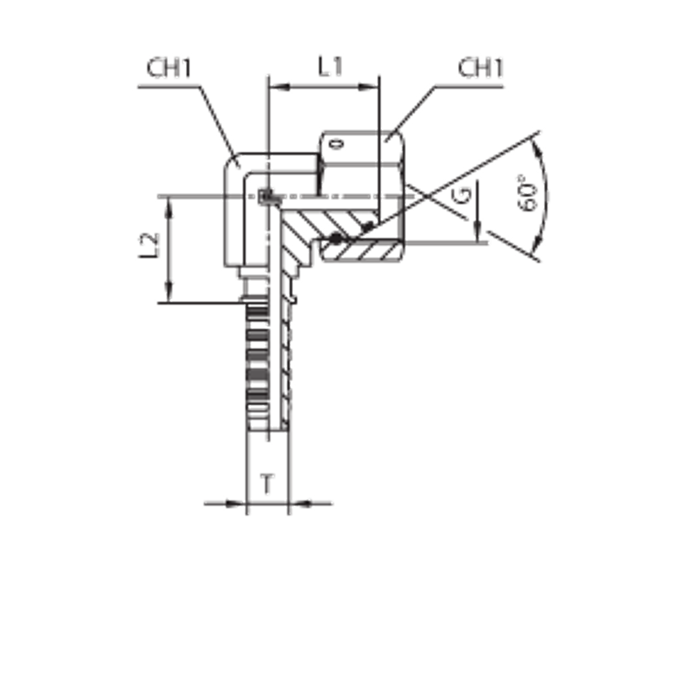 Фитинг DN 08 BSP (Г) 3/8 (90)  compact (o-ring)