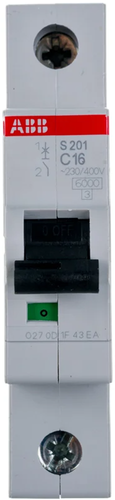 Выключатель автомат модульный 1п С 16А S201 ABB