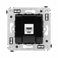 Телефонная розетка RJ-12 без шторки в стену одинарная, "Avanti", "Черный квадрат"