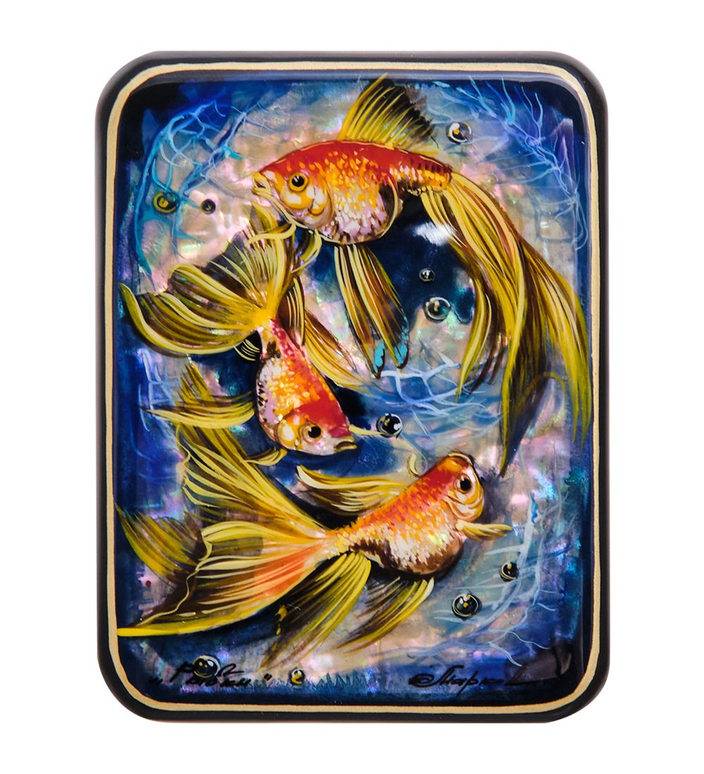 Народные промыслы ШК-55/195 Шкатулка «Рыбки» исп. Маркова Т.