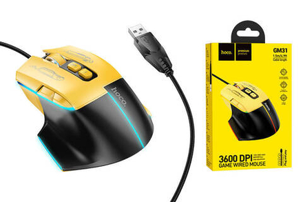 Мышь игровая проводная HOCO GM31 (черно-желтая)