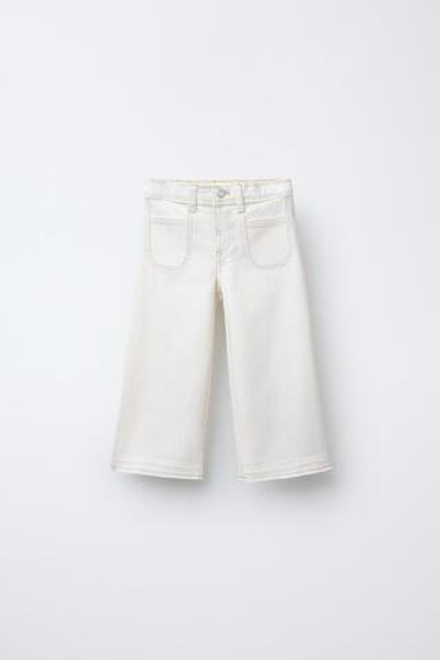ZARA ДЖИНСЫ-КЮЛОТЫ COMFORT, ЖЕЛТОВАТО-БЕЛЫЙ