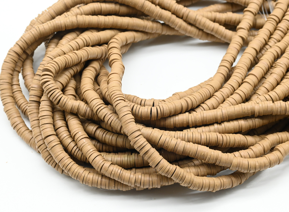 999861 Нить каучуковых бусин 6мм, карамель, нить 39см