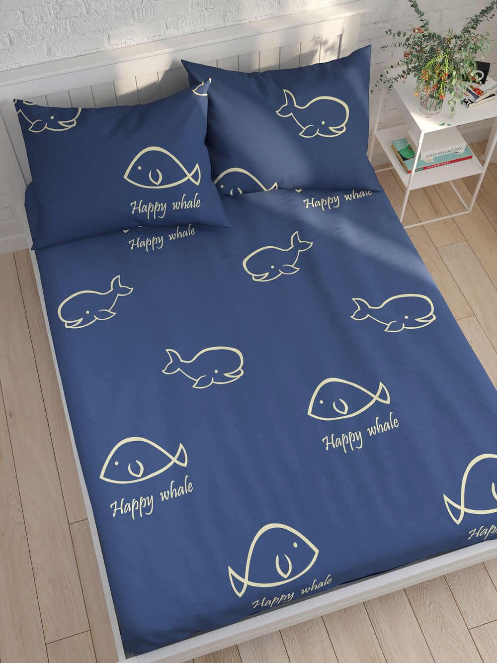 Простынь Сказка "Киты" 240х215 см, перкаль