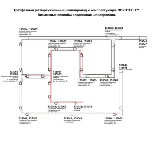 135048 PORT NT19 257 белый Соединитель-токопровод-правый для трехфазного шинопровода IP20 220V