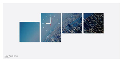 Картина из 4х модулей с часами "New yark time" Декор для дома, подарок
