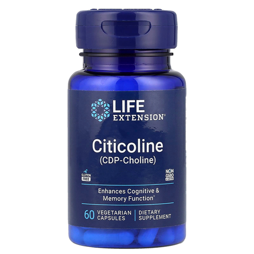 Life Extension, цитиколин (ЦДФ-холин), 60 вегетарианских капсул (250 мг в 1 капсуле)