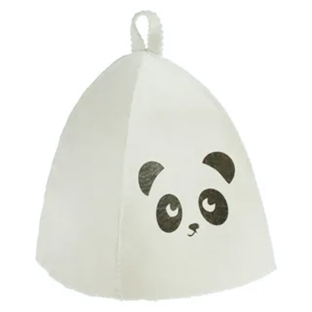 Шапка банная детская классическая с принтом «Панда», цвет белый, (без упаковки)