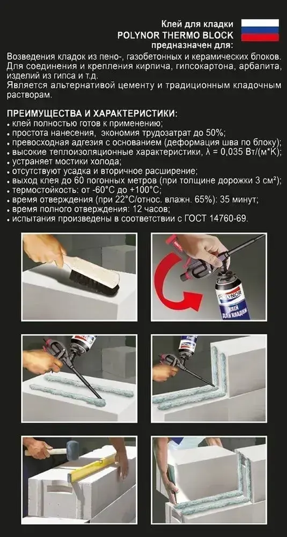 Комплект клей-пена для кладки Polynor Thermo Block Box (Полинор Термо Блок Бокс)