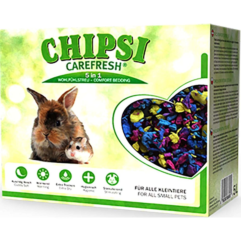 Наполнитель Chipsi Carefresh Confetti подстилка для мелких домашних животных и птиц, бумажный, разноцветный, впитывающий 5 л