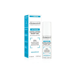 Ночной эксфолиирующий гель - 8% GLYCOLIC, LACTIC& SALICYLIC ACIDS EXFOLIATING NIGHT GEL 40 ml от Elementrè Dermo Cosmetics, Швейцария, очищает поры и помогает бороться с воспалениями