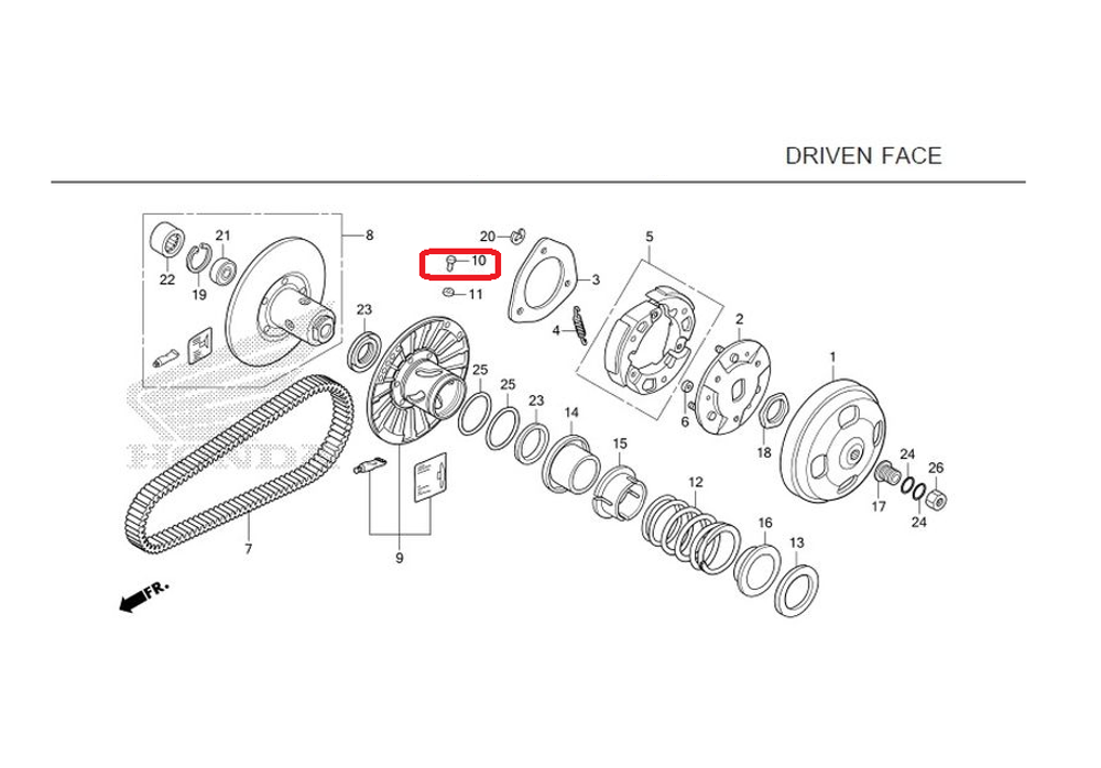 23225-KM1-010.  PIN, ROLLER GUIDE
