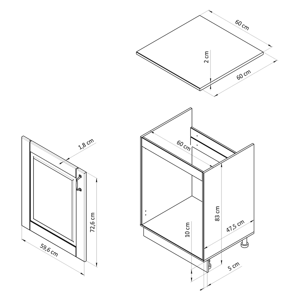 Кухня 200 см Венесуэла из массива сосны (5 модулей) со столешницей, в прозрачном лаке