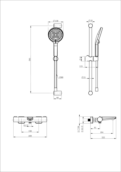 Смеситель для ванны с душевым гарнитуром и термостатом WONZON & WOGHAND, Белый матовый (WW-C2021-A-MW)