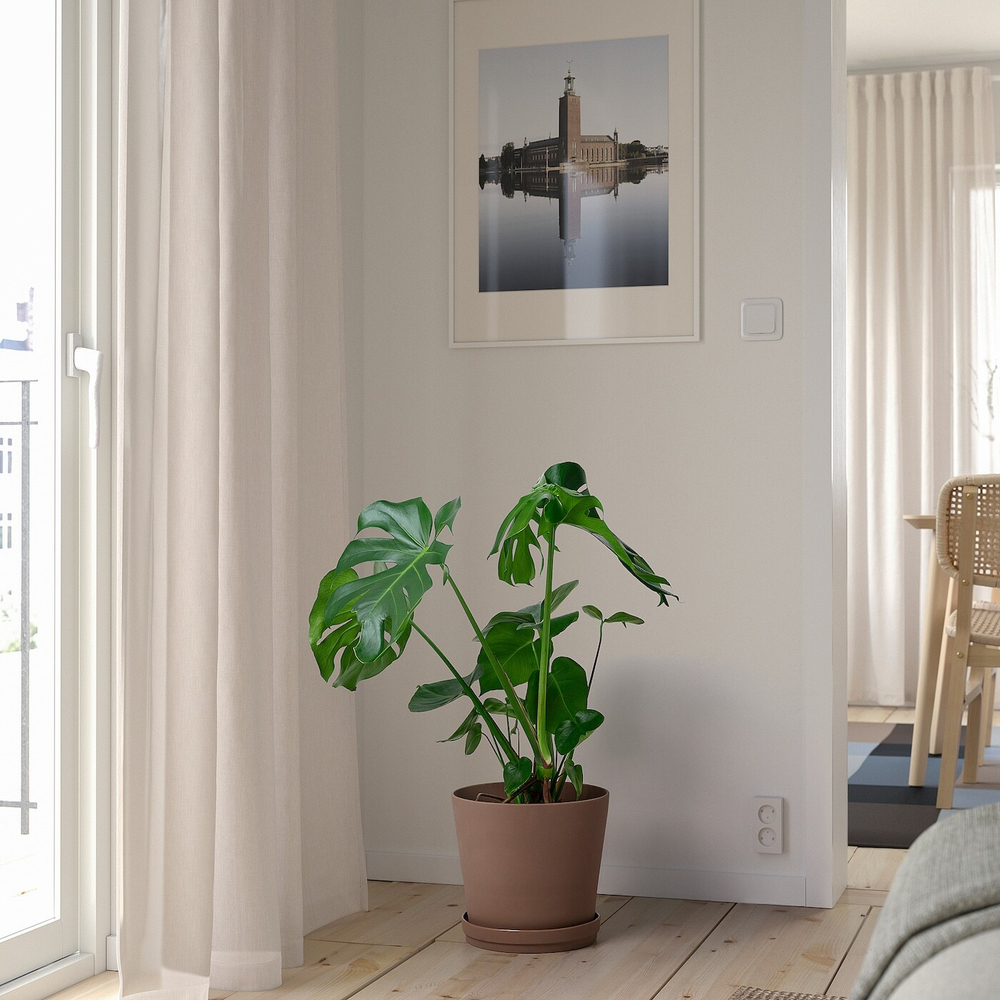 IKEA KLARBÄR  (ИКЕА КЛАРБÄР)  -  Цветочный горшок с подставкой, коричневый, 24 см