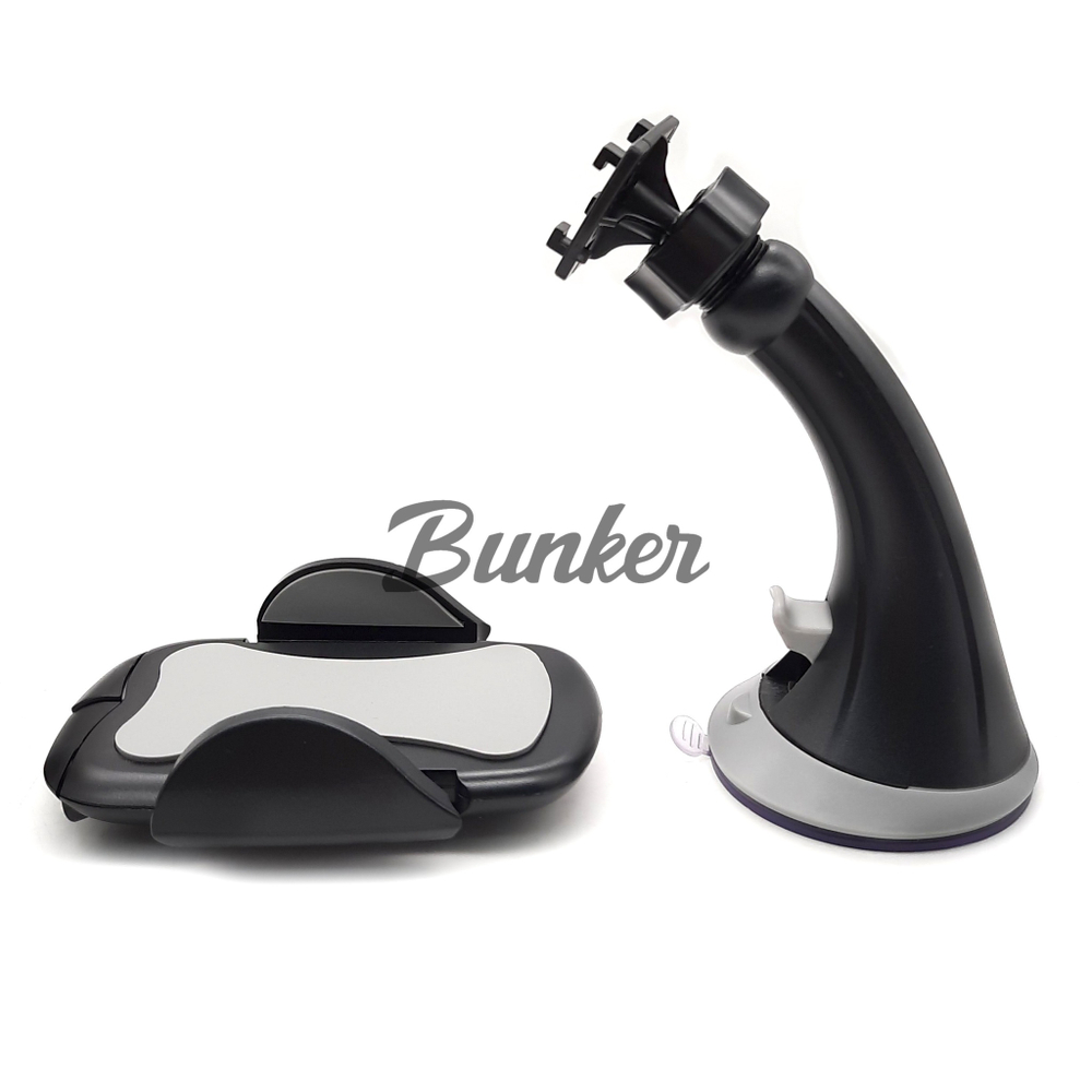 Perfeo-501-2 чёрный+серый Держатель для смартфона/навигатора/ до 6,5"/ на стекло, (компл)